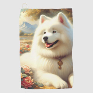 Serviette De Golf Tableau vintage Samoyed Dog