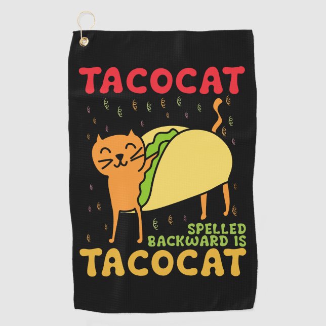 Serviette De Golf Tacocat épelé à l'envers Tacos Chats Cinco De Mayo (Devant)
