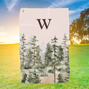 Serviette De Golf Tapisserie de monogramme aquarelle Rustique Forêt 