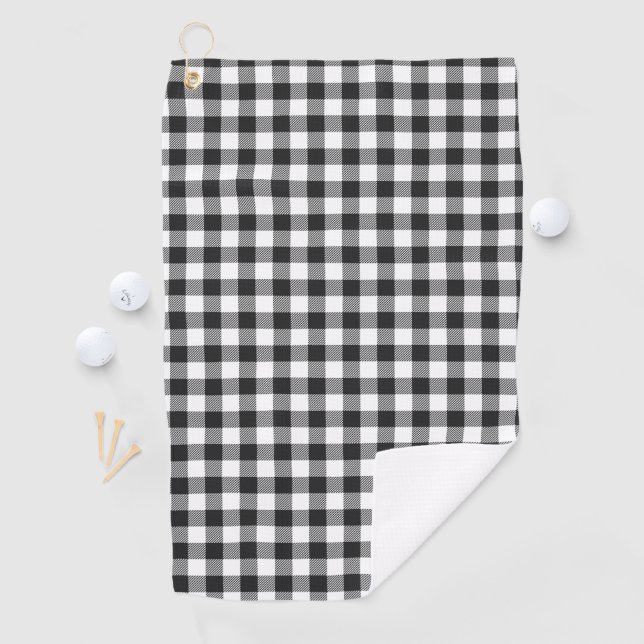Serviette De Golf Tartan blanc blanc noir plaqué (En situation)