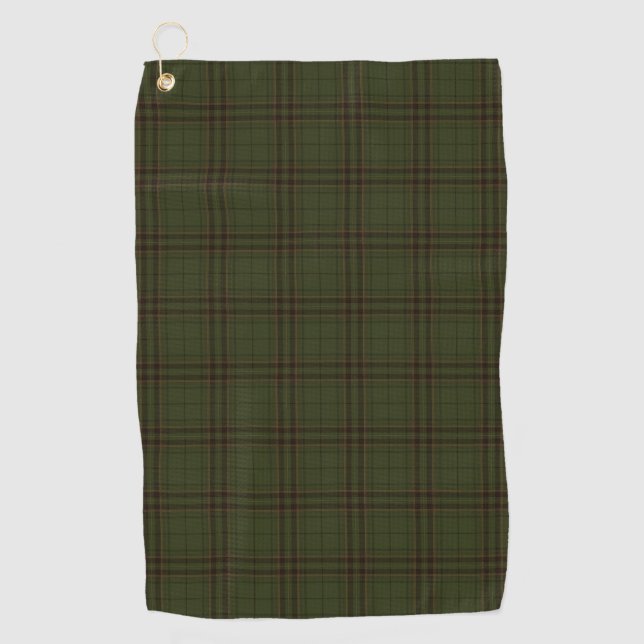 Serviette De Golf Tartan noir vert foncé Plaid écossais Motif  (Devant)