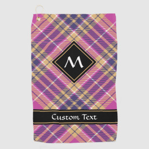 Serviette De Golf Tartan rose, or et bleu