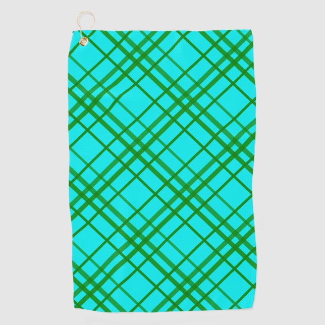 Serviette De Golf Tartan turquoise Tartan Plaid Design Motif (Devant)