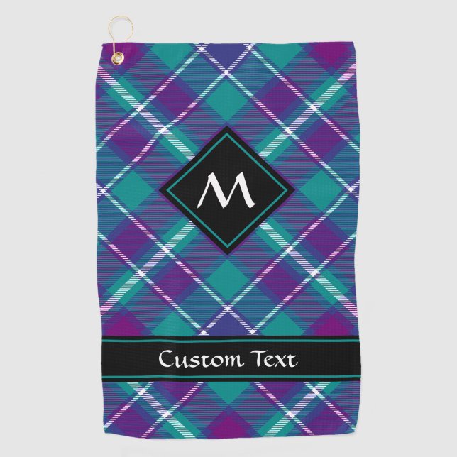 Serviette De Golf Tartan vert de mer, violet et bleu (Devant)