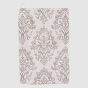 Serviette De Golf Taupe Doux Damassé Aquarelle Floral Classique