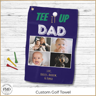 Serviette De Golf Tee It Up Papa Custom 4 Photo Fête des pères Marin