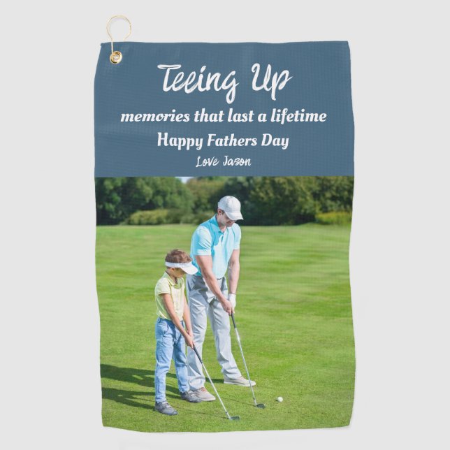 Serviette De Golf Tee Up Souvenirs Fête des pères cadeau photo (Devant)