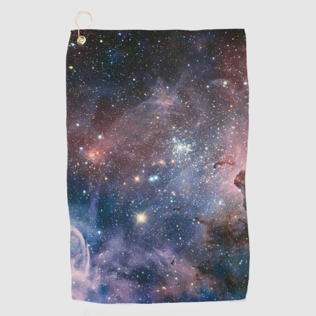 Serviette De Golf Télescope Nebula Hubble Carina Rouge et Bleu (Devant)