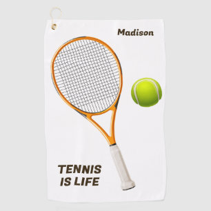 Serviette De Golf Tennis de nom et de texte personnalisés