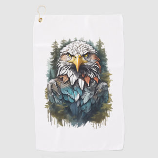 Serviette De Golf Tête d'aigle en forêt