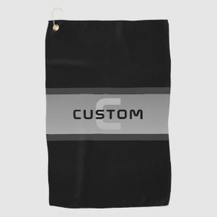 Serviette De Golf Texte en calques personnalisable moderne Noir et