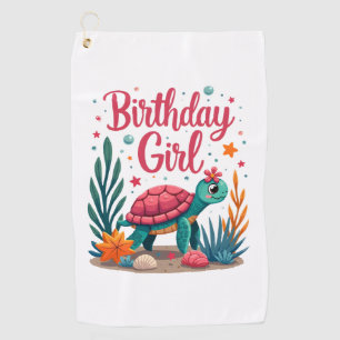 Serviette De Golf Thème de fête d'anniversaire Tortue de mer Fille d