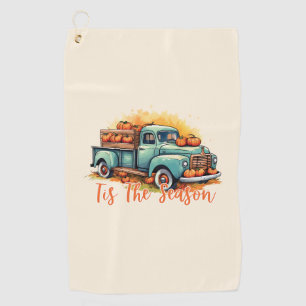 Serviette De Golf 'Tis The Season - Camion rustique avec Citrouilles
