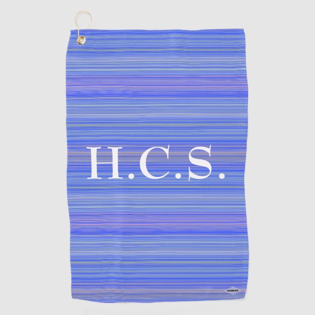 Serviette De Golf Toile de Golfer bleu avec stries HAMbyWG (Devant)