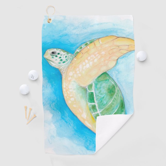 Serviette De Golf Tortue de mer verte (En situation)