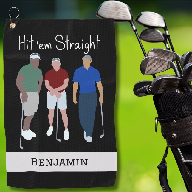 Serviette De Golf Touchez-les directement Noir Personnalisé (Créateur téléchargé)