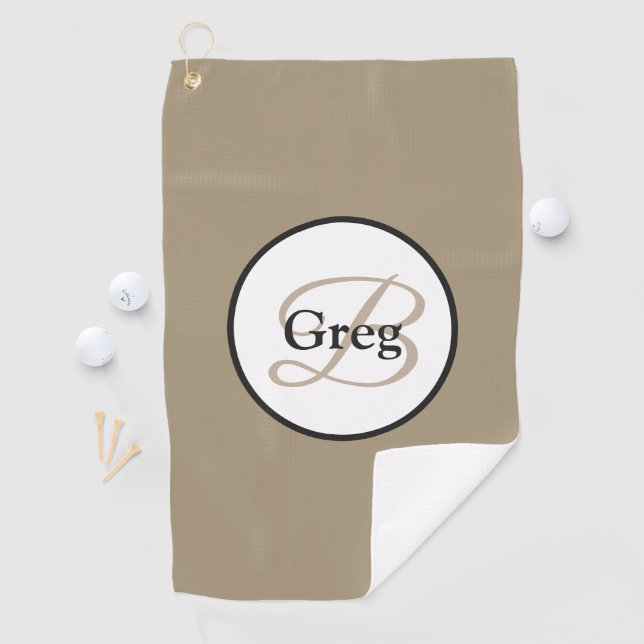 Serviette De Golf Tour de golf Brown Monogramme customisée (En situation)