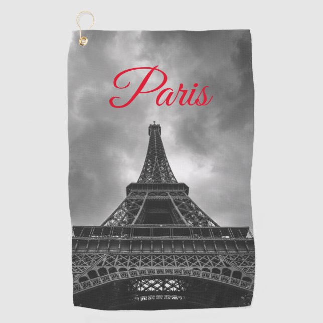 Serviette De Golf Tour Eiffel Noir Blanc Paris Voyage en Europe (Devant)