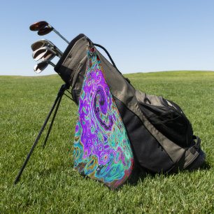 Serviette De Golf Tourbillon Liquide Abstrait Rétro Coloré Violet