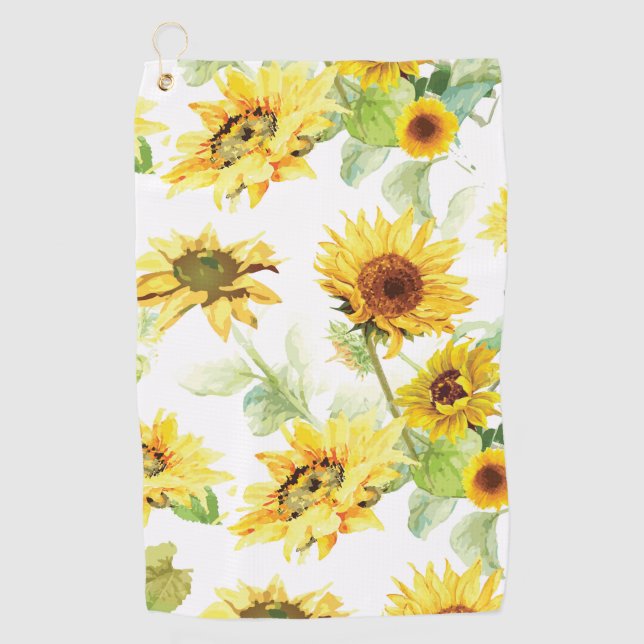 Serviette De Golf Tournesol aquarelle (Devant)