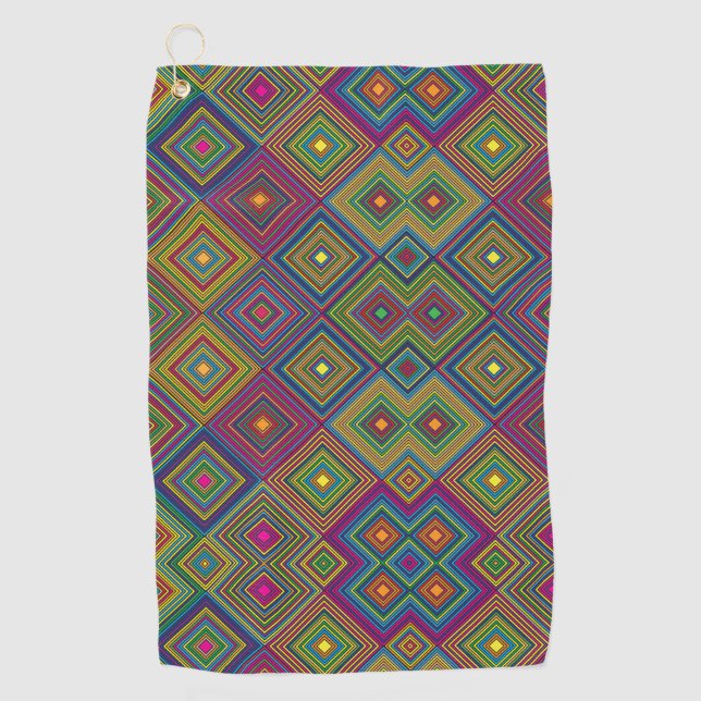 Serviette De Golf Towel with a vibrant geometric pattern  (Devant)