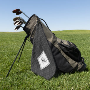 Serviette De Golf Trendy noir blanc tartan Personnaliser Monogramme