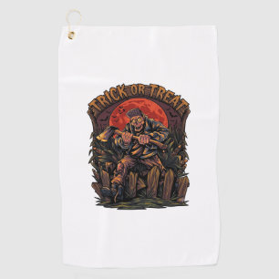 Serviette De Golf Trick Or Treat Halloween Tueur Squelette Hache Rou
