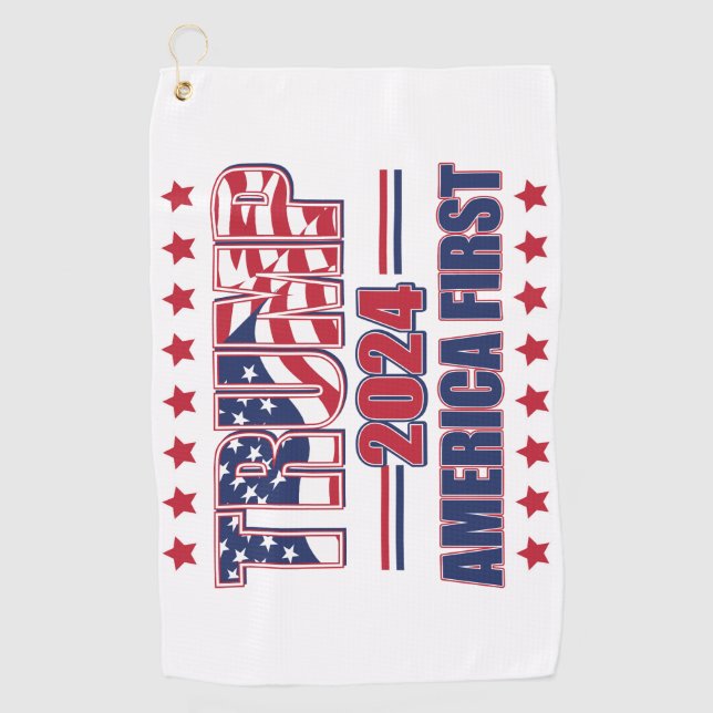 Serviette De Golf Trump 2024 Amérique d'abord (Devant)