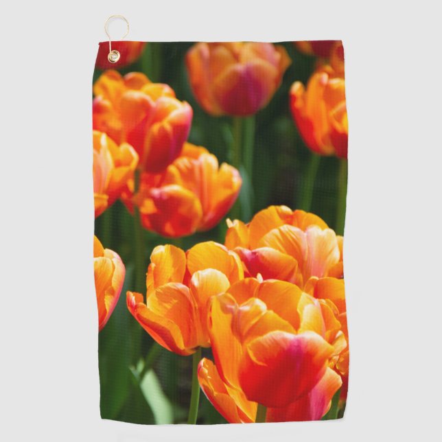 Serviette De Golf Tulipes orange vif dans le parc (Devant)