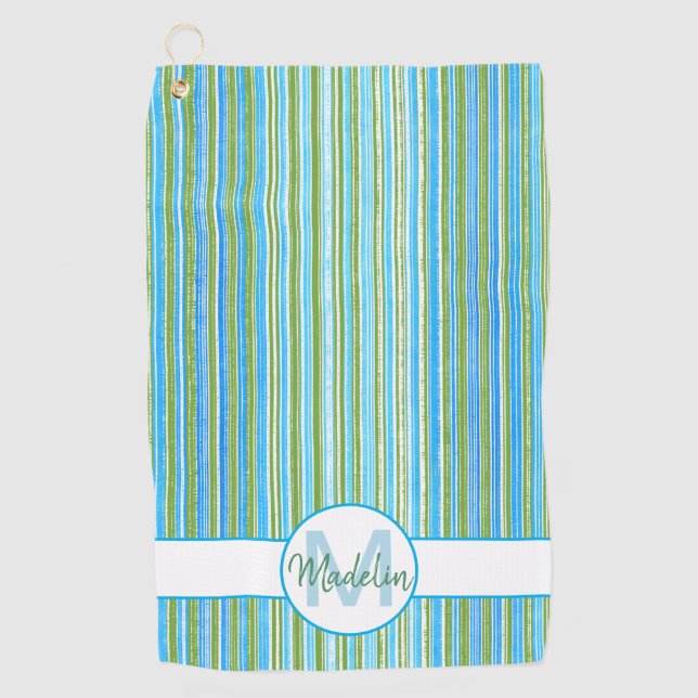 Serviette De Golf Turquoise, bleu, vert et blanc (Devant)