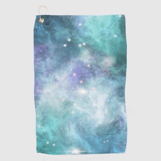 Serviette De Golf Turquoise bleu violet étoile Nebula Space Galaxy U (Devant)