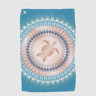 Serviette De Golf Turtle rose Gold Turquoise Mandala