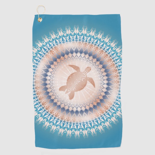 Serviette De Golf Turtle rose Gold Turquoise Mandala (Devant)