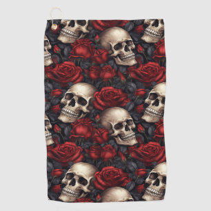 Serviette De Golf Un crâne et une série Rose 10