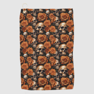 Serviette De Golf Un crâne et une série Rose 9