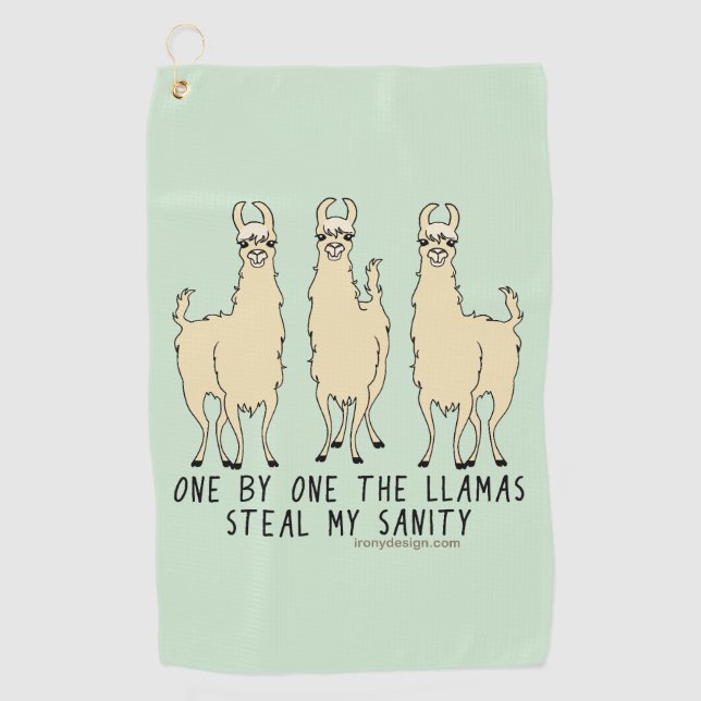 Serviette De Golf Un les lamas volent ma santé d'esprit drôle (Devant)