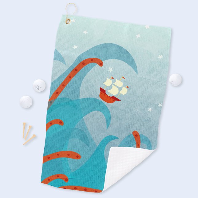 Serviette De Golf Un Mauvais Jour Pour Les Voiliers (Fun sailing boat sea monster art golf towel)