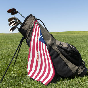 Serviette De Golf USA American Flag Gold Monogramme Patriotic Team
