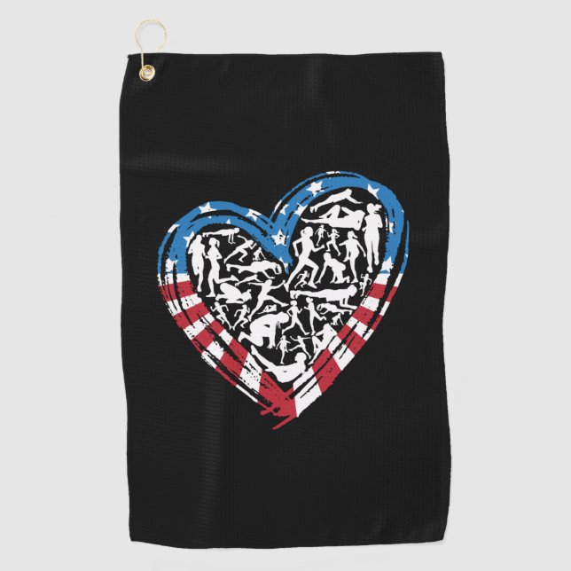 Serviette De Golf USA Flag American Runner - Runt Heart (Devant)