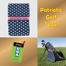Serviette De Golf USA Patriotic Golfer ⭐ étoiles & rayures Monogramm