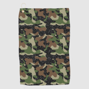 Serviette De Golf USA Woodland Camo Army Olive Brown Black Sparkle
