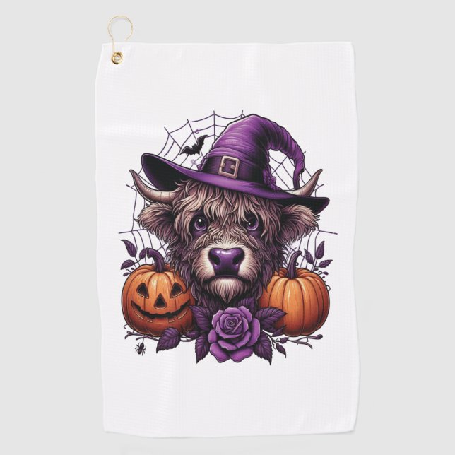 Serviette De Golf Vache d'Halloween de Witch Highland (Devant)