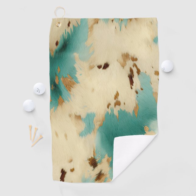 Serviette De Golf Vachure d'or blanc turquoise (En situation)