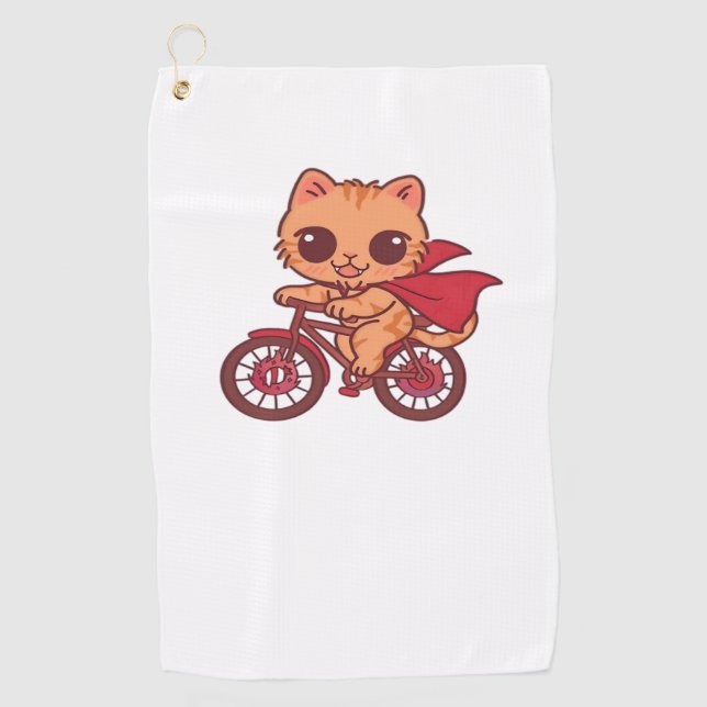 Serviette De Golf Vampire Chat sur la promenade à vélo d'Halloween - (Devant)