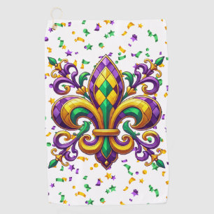 Serviette De Golf Vert jaune pourpre Mardi Gras fleur de lis