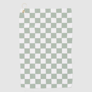 Serviette De Golf Vert sauge et carreaux blancs