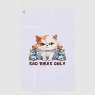 Serviette De Golf Vibes incorrectes uniquement - Fierce Chat & Skuls
