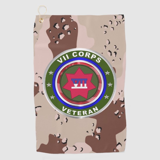 Serviette De Golf VII CORPS Tempête du désert Vétérinaire  (Devant)