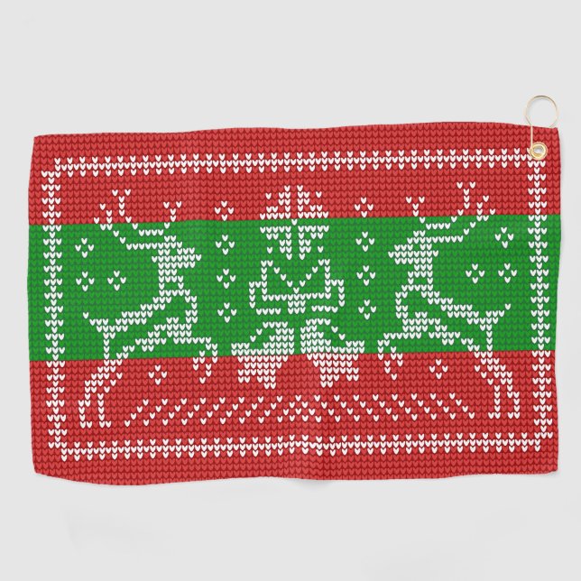 Serviette De Golf Vilain chandail cloches Xmas rennes crochet (Horizontal)