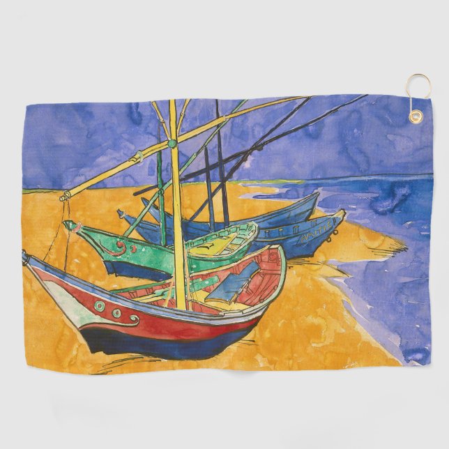 Serviette De Golf Vincent van Gogh - Bateaux de pêche sur la plage (Horizontal)
